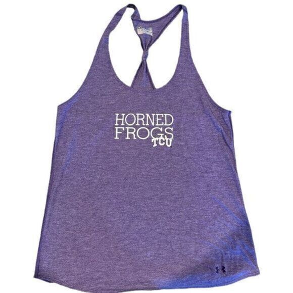 EUC - Women’s Under Armour TCU Horned Frogs Purple T Back Tank College  - Size L - Picture 1 of 5